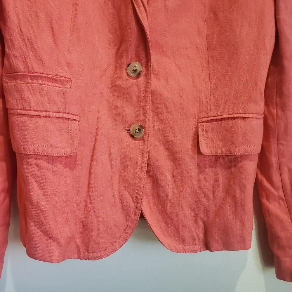 J Crew Schoolboy Blazer Women's 0 Peach Coral 2 Button Closure Lined
